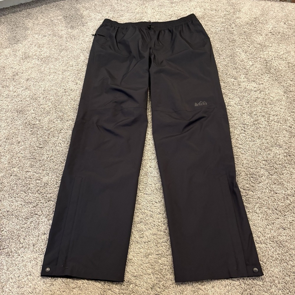 REI Co-op Peak 2.5L Rain Pants Men Large Tall Black Waterproof Full Side Zip